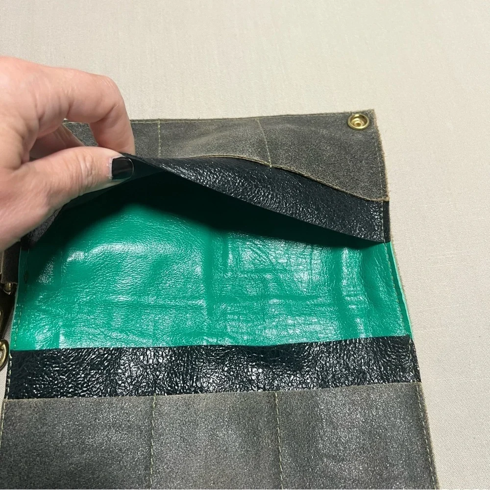 Maya Moon Handmade Recycled Leather Clutch Wallet Wristlet + Card Holder